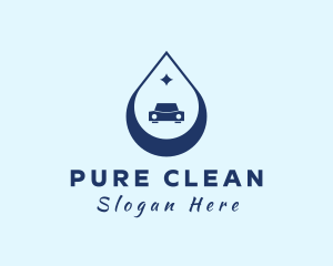 Blue Car Cleaning Droplet logo design