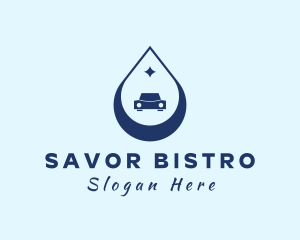 Auto Detailing - Blue Car Cleaning Droplet logo design
