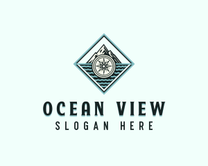 Ocean Mountain Compass logo design