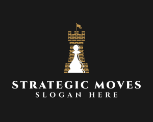 Castle Chess Pawn logo design