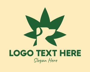 Negative Space - Green Dog Cannabis Leaf logo design