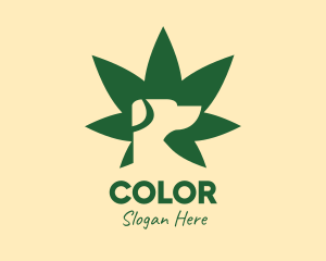 Pet Shop - Green Dog Cannabis Leaf logo design