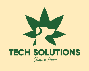 Hemp - Green Dog Cannabis Leaf logo design