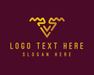 Technology - Golden Abstract Letter V logo design