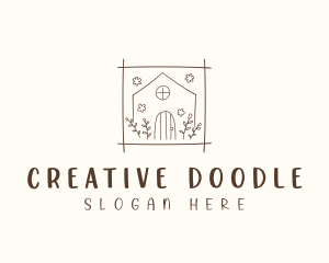 Doodle - Floral House Doodle logo design