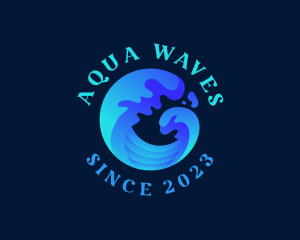 Surfing Ocean Wave logo design