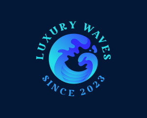 Surfing Ocean Wave logo design