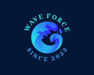 Surfing Ocean Wave logo design