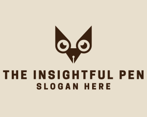 Owl Writer Pen logo design