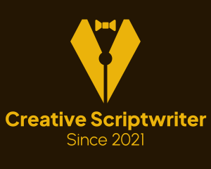 Scriptwriter - Pen Nib Bow Tie logo design