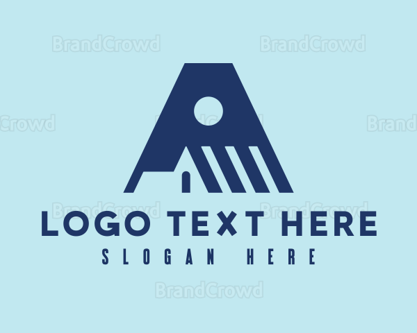 Blue Roof Letter A Logo