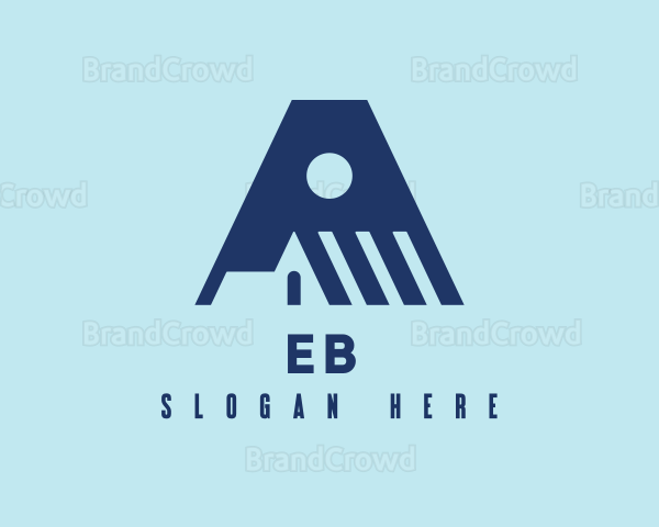 Blue Roof Letter A Logo