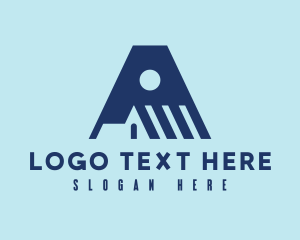 Realtor - Blue Roof Letter A logo design