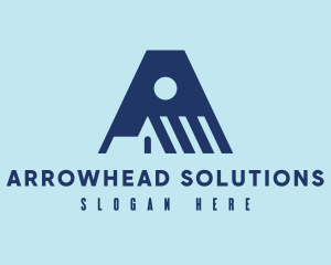 Blue Roof Letter A logo design