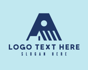 Roof - Blue Roof Letter A logo design
