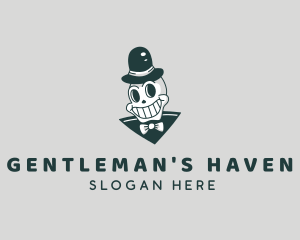 Smiling Skull Gentleman logo design