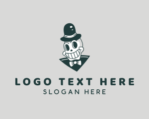 Character - Smiling Skull Gentleman logo design