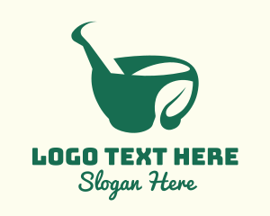 Herbal - Leaf Mortar Herbal Medicine logo design