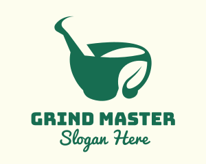 Grinder - Leaf Mortar Herbal Medicine logo design