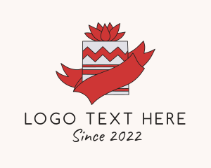 Xmas - Flower Ribbon Box logo design