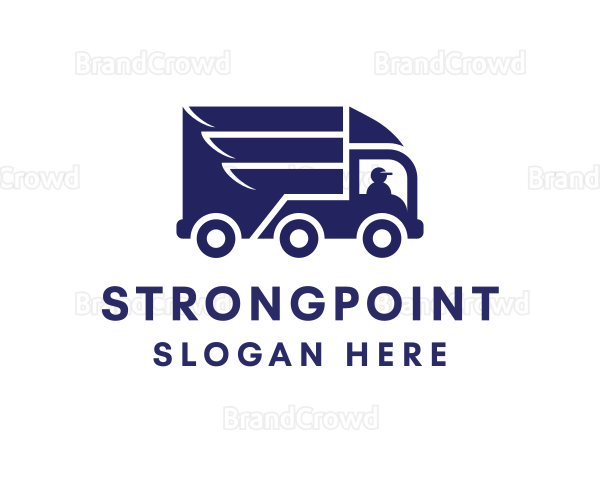 Blue Delivery Truck Logo