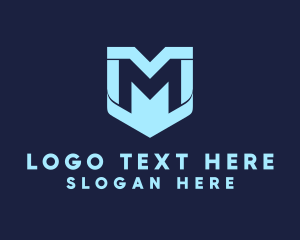 Digital Shield Letter M logo design