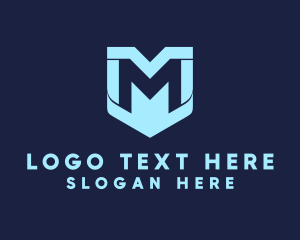 Digital Shield Letter M Logo