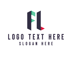 Letter Fl - 3D Business Letter FL logo design