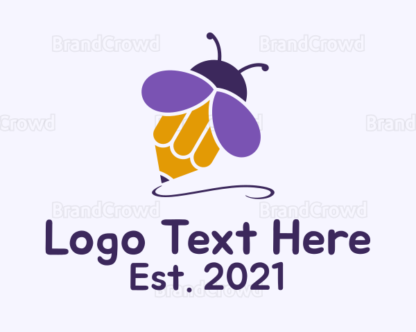 Bee Pencil Writing Logo