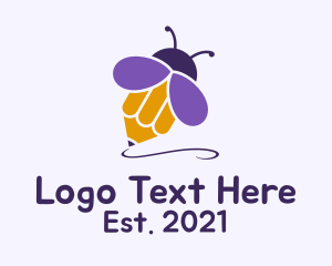 Learning Center - Bee Pencil Writing logo design