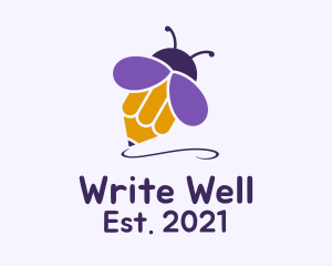 Bee Pencil Writing logo design