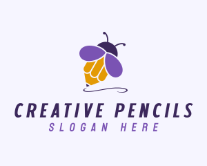 Bee Pencil Writing logo design