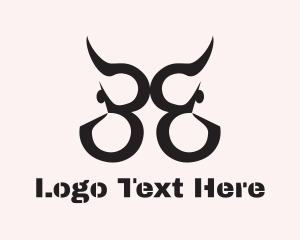 Aggressive - Black Bull horns logo design