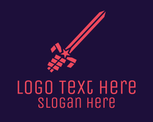 Gladiator - Red Star Sword logo design