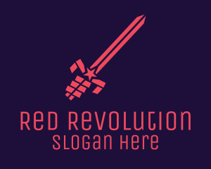 Red Star Sword logo design