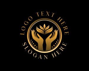 Gold - Floral Hand Wellness logo design