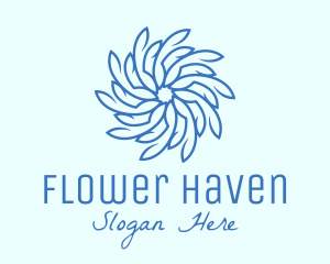 Wellness Blue Flower logo design