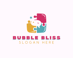 Chat Bubble Puzzle logo design