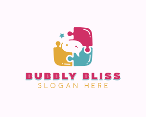 Chat Bubble Puzzle logo design