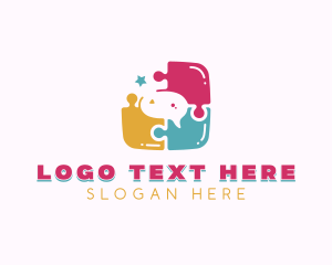 Learning - Chat Bubble Puzzle logo design