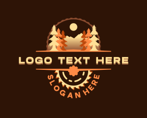 Woodcutter - Pine Tree Wood Saw logo design