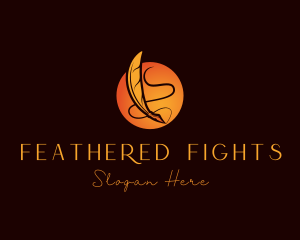 Feather Writing Pen logo design