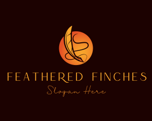 Feather Writing Pen logo design