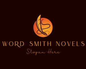 Novelist - Feather Writing Pen logo design