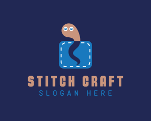 Stitch - Pocket Worm Cartoon logo design