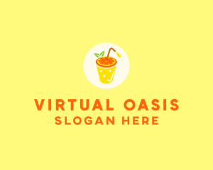 Orange Juice OJ Drink logo design