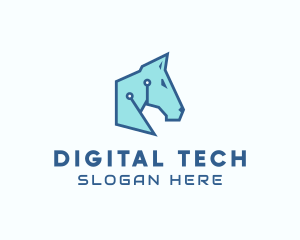 Digital Circuit Horse logo design