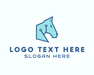 Horse Riding - Digital Blue Horse logo design