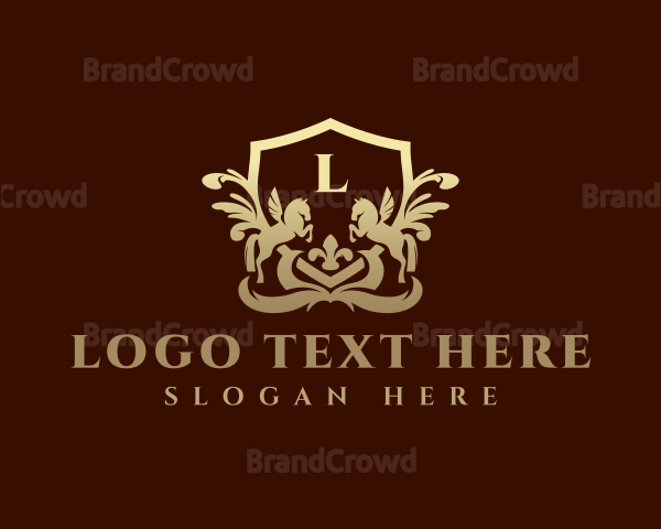 Luxury Ornament Pegasus Shield Logo