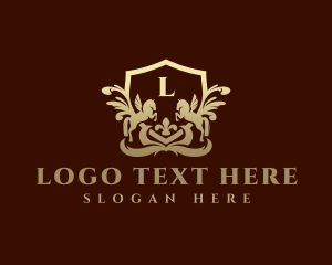 Stallion - Luxury Ornament Pegasus Shield logo design